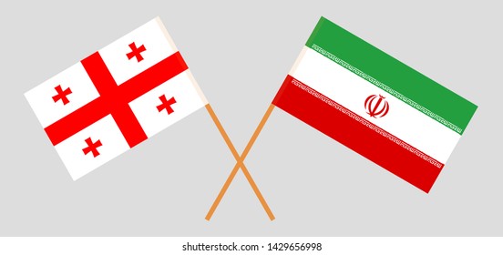 Georgia and Iran. Crossed Georgian and Iranian flags