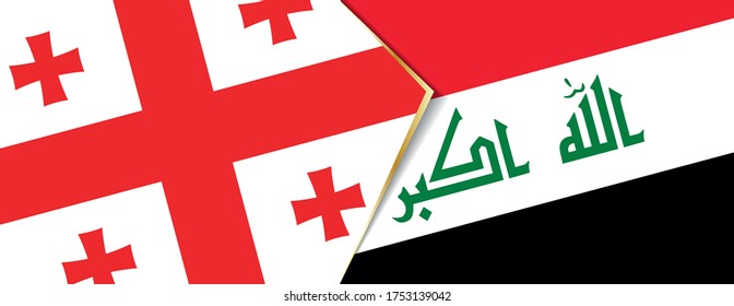 Georgia and Iraq flags, two vector flags symbol of relationship or confrontation.