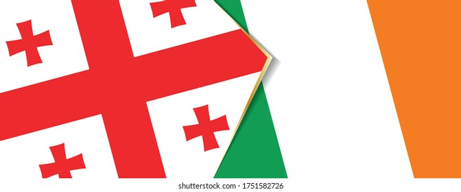 Georgia and Ireland flags, two vector flags symbol of relationship or confrontation.