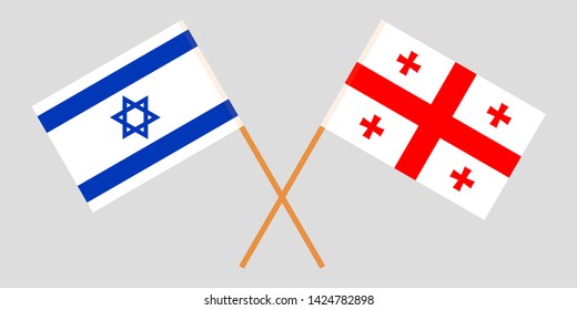 Georgia and Israel. Crossed Georgian and Israeli flags