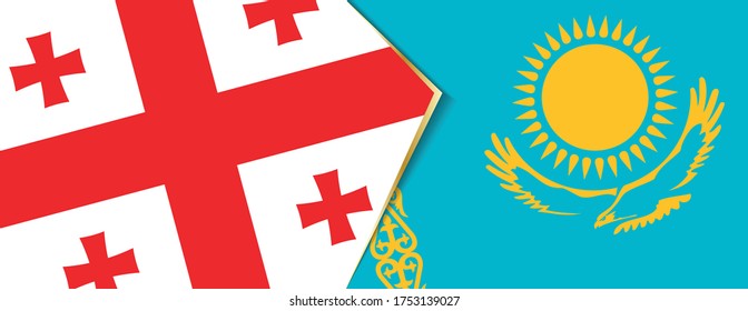 Georgia and Kazakhstan flags, two vector flags symbol of relationship or confrontation.