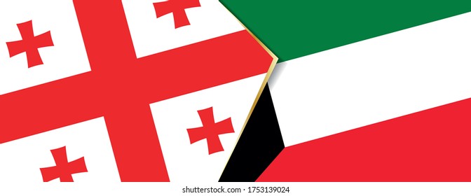 Georgia and Kuwait flags, two vector flags symbol of relationship or confrontation.
