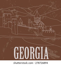Georgia landmarks. Retro styled image. Vector illustration