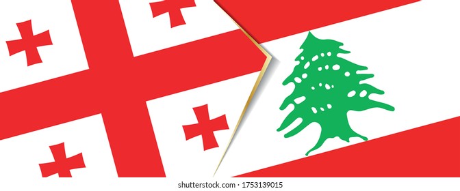 Banderas de Georgia y Líbano, dos banderas vectoriales símbolo de relación o enfrentamiento.
