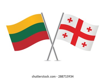 Georgia and Lithuania flags. Vector illustration.