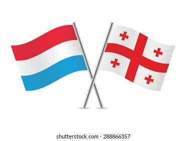 Georgia and Luxembourg flags. Vector illustration.