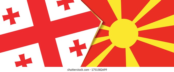 Banderas de Georgia y Macedonia, dos banderas vectoriales símbolo de relación o confrontación.