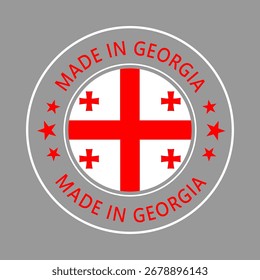 Georgia Made in Stamp in circle with flag Vector template onGeorgia white background