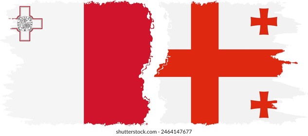 Georgia and Malta grunge flags connection, vector