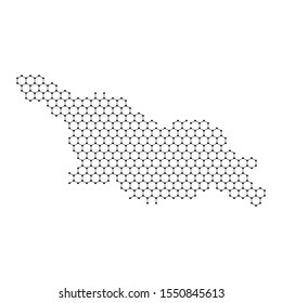 Georgia map from abstract futuristic hexagonal shapes, lines, points black, form of honeycomb or molecular structure. Vector illustration.