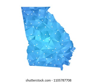 Georgia Map - Abstract geometric rumpled triangular low poly style gradient graphic on white background , line dots polygonal design for your . Vector illustration eps 10.