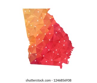 Georgia Map - Abstract geometric rumpled triangular low poly style gradient graphic on white background , line dots polygonal design for your . Vector illustration eps 10.