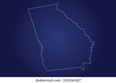 GEORGIA Map of Abstract High Detailed Glow Blue Map on Dark Background logo illustration	