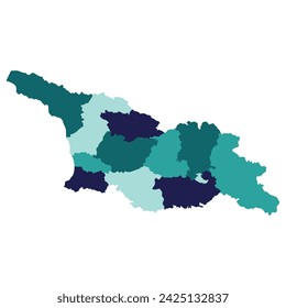 Mapa de Georgia. Mapa de Georgia en provincias administrativas en multicolor