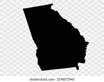 GEORGIA Map black Color on Backgound png  not divided into cities