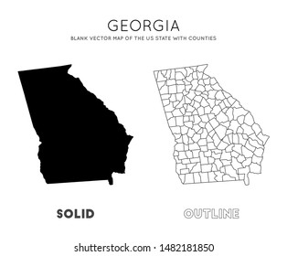 Georgia map. Blank vector map of the Us State with counties. Borders of Georgia for your infographic. Vector illustration.