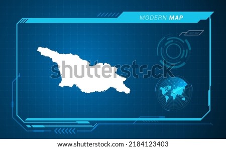 Georgia map of blue digital frame HUD, GUI, UI interface technology radar vector.