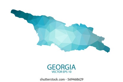 Georgia map - blue geometric rumpled triangular low poly style gradient graphic background , polygonal design for your . Vector illustration eps 10.
