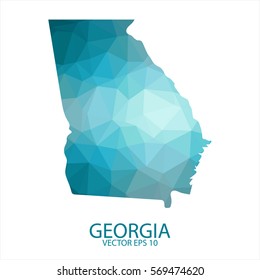 Georgia map - blue geometric rumpled triangular low poly style gradient graphic background , polygonal design for your . Vector illustration eps 10.