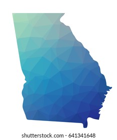 Georgia map - blue geometric rumpled triangular low poly style gradient graphic background