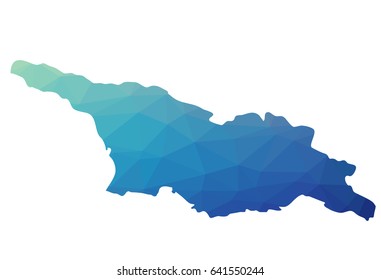 Georgia map - blue geometric rumpled triangular low poly style gradient graphic background 