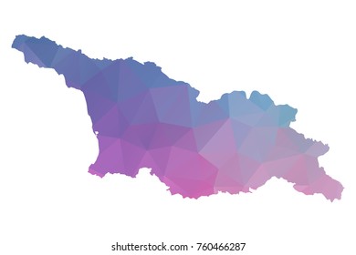 georgia map. Blue and Pink polygonal shape vector illustration on white background. Vector illustration eps 10.