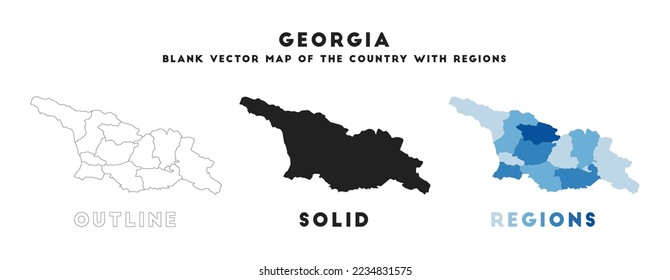 Georgia map. Borders of Georgia for your infographic. Vector country shape. Vector illustration.
