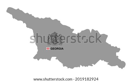 Georgia map with coat of arms. isolated on white background