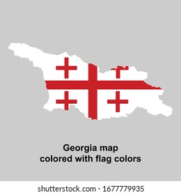 Georgia map colored with flag colors isolated vector illustration