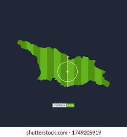 Georgia. Map of the country with a football field. Vector football illustration.
