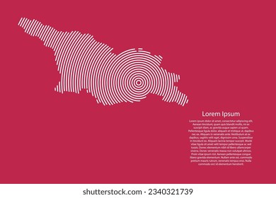 Georgia map country from white futuristic concentric circles on red viva magenta background