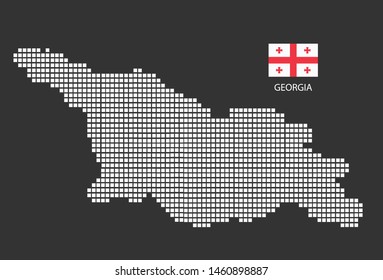 Georgia map design white square, black background with flag Georgia.