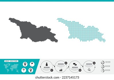 Georgia map of dots gray and green for presentation. Set couple pixel creative concept for infographic.