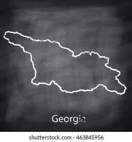 Georgia map drawn with chalk on blackboard background