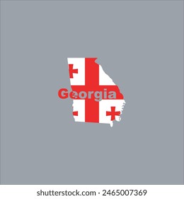 Mapa de Georgia y diseño de color de la bandera sobre fondo gris