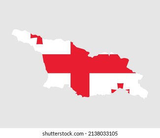 Georgia Map Flag. Map of Georgia with the Georgian country banner. Vector Illustration. svg