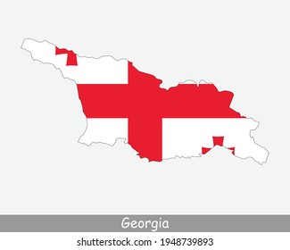 Georgia Map Flag. Map of Georgia with the Georgian national flag isolated on white background. Vector Illustration. svg