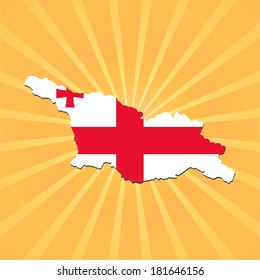Georgia map flag on sunburst illustration 