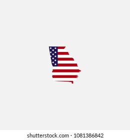 Georgia map and flag Vector Illustration
