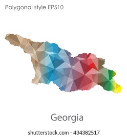 Georgia map in geometric polygonal style.Abstract gems triangle,modern design background.Vector illustration EPS10