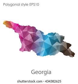 Georgia map in geometric polygonal style.Abstract gems triangle,modern design background.Vector illustration EPS10
