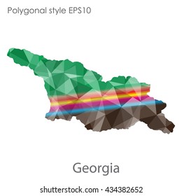 Georgia map in geometric polygonal style.Abstract gems triangle,modern design background.Vector illustration EPS10