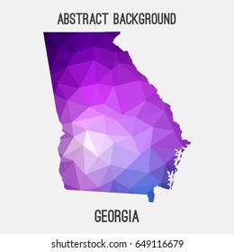 Georgia map in geometric polygonal,mosaic style in violet shades.Abstract tessellation,modern design background,low poly. Vector illustration.