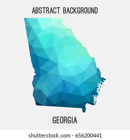 Georgia map in geometric polygonal,mosaic style in cold shades.Abstract tessellation,modern design background,low poly. Vector illustration.