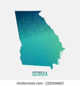 Georgia map in geometric polygonal,mosaic style.Abstract tessellation,modern design background,low poly. Geometric cover, mockup. Vector illustration.