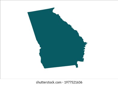 GEORGIA Map Green Color on White Backgound