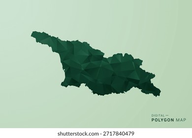 Mapa de Georgia - Ilustración vectorial de estilo de polígono verde, diseño geométrico de bajo poli con silueta limpia sobre fondo verde suave.