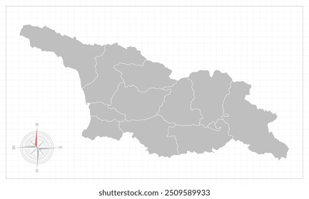 Georgia map with grey style and compas element.