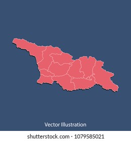 Georgia map - High detailed color map of Georgia. flat design style, clean and modern. Vector illustration eps 10