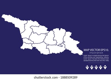 Georgia map High Detailed on  blue background.